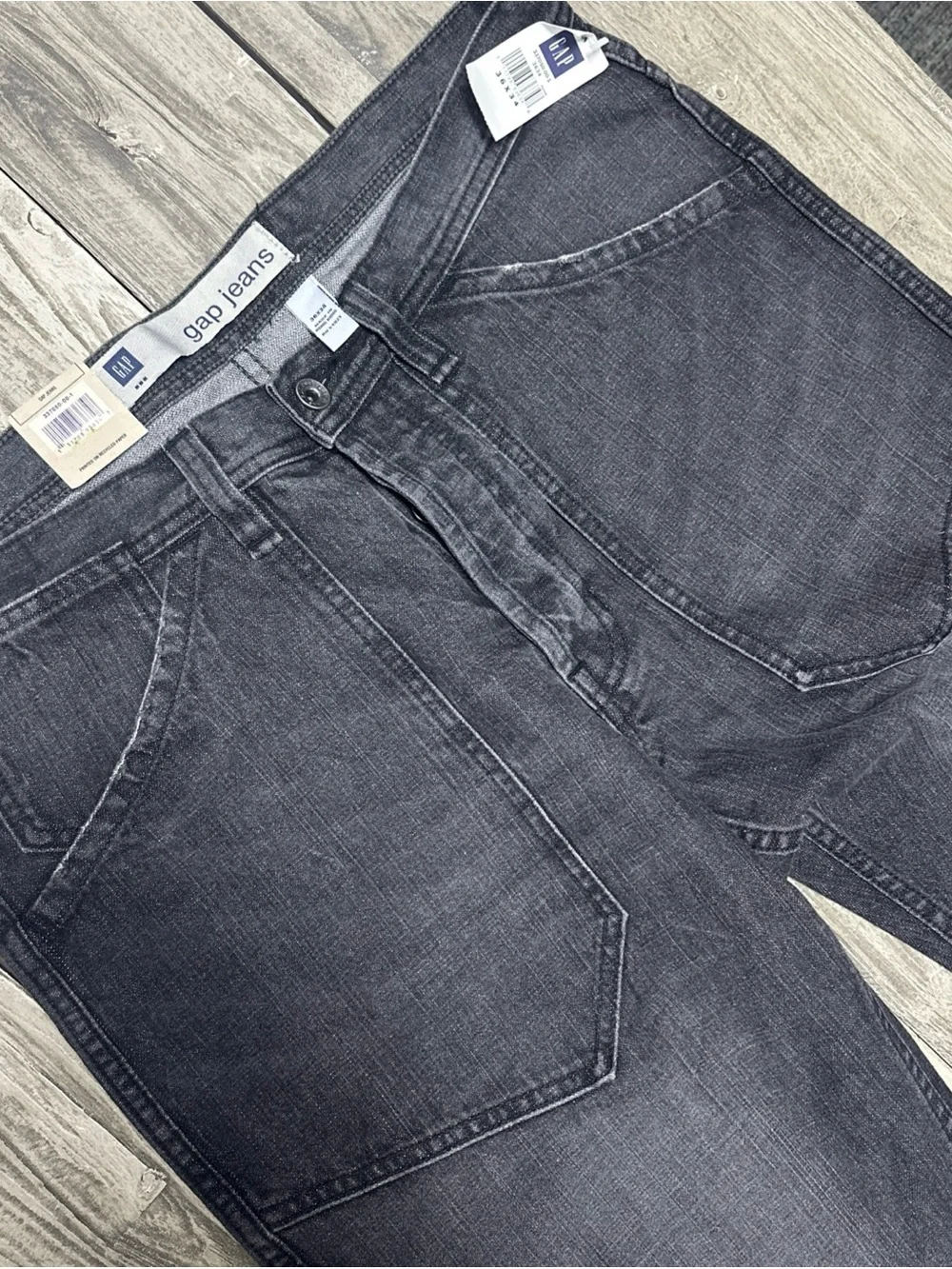 Vintage Y2k 05 Gap Washed Grey Jeans 36x34 Big Pockets Button Fly Baggy Skater